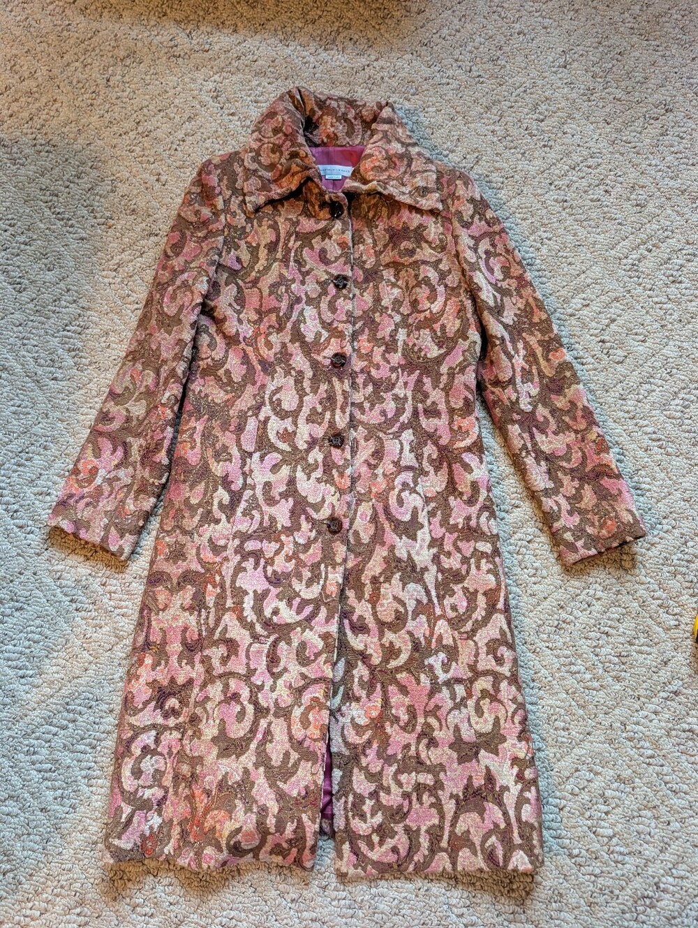 Vintage Y2K Garfield & Marks Women's Tapestry Brocade Long Coat Duster USA VTG